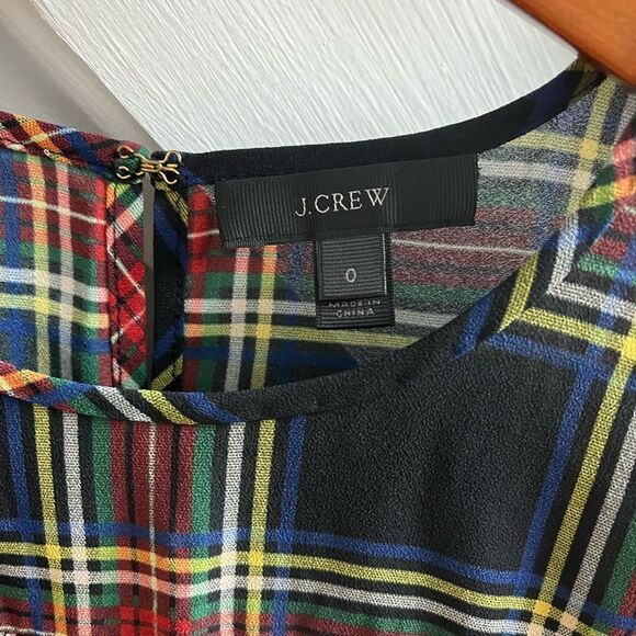 J. Crew Edie Top In Stewart Plaid Dark Academia sz 0 EUC - Picture 4 of 7